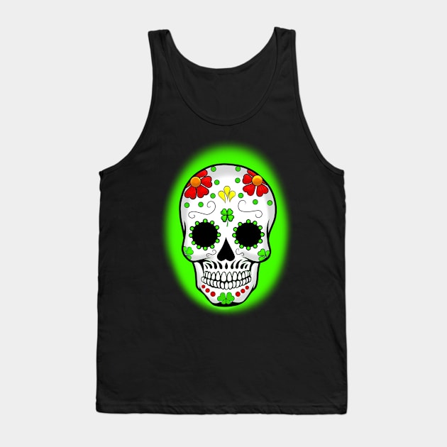 Shamrock sugar skull Tank Top by Art by Eric William.s